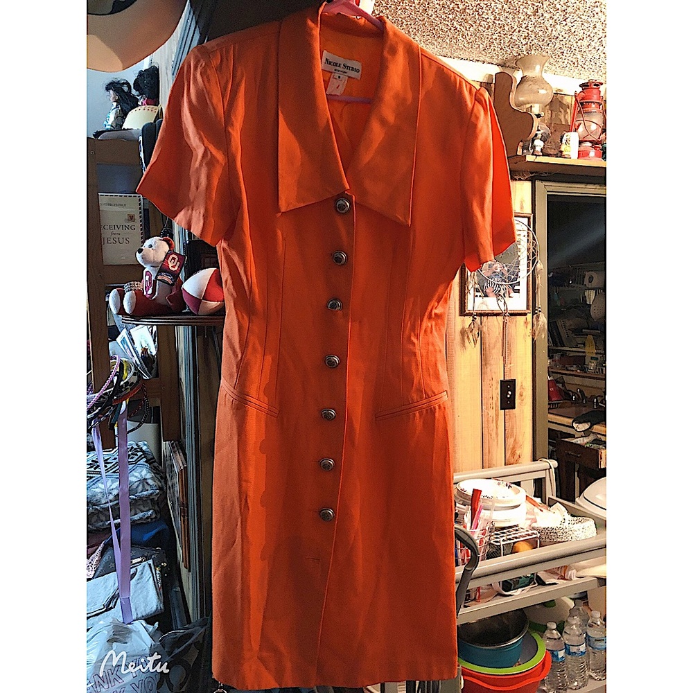 Vintage Orange Button-Up Dress